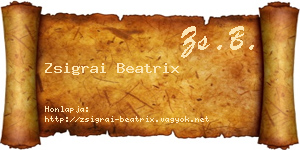 Zsigrai Beatrix névjegykártya